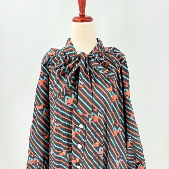 Buru Pink Label House Dress Frogs Stripes Small - Picture 3 of 11